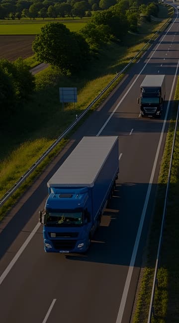 Estrada movimentada, com caminhão em destaque, mostra a praticidade na gestão de transporte oferecida pela Fretebras. Praticidade na gestão de transporte